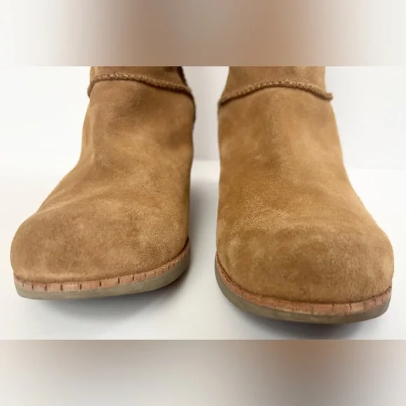 UGG Cyrinda Unlined Stacked Heel Suede Boots in Chestnut - Picture 4 of 11